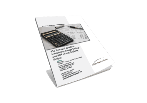 The Essential Guide to Calculating Energy Savings and ROI on any Lighting Project - Slanted eBook Cover